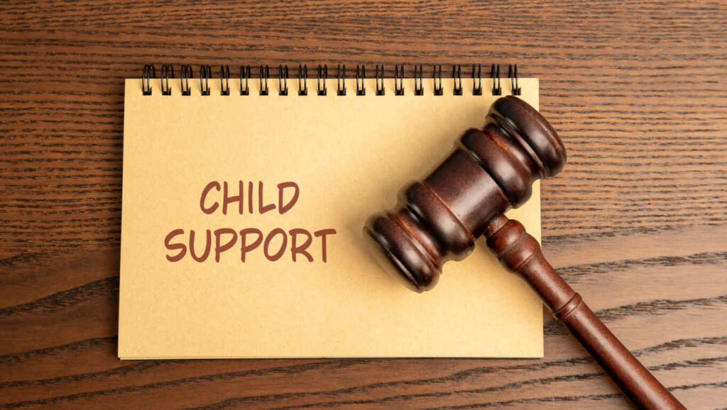 child support and lawyer , gavel on the table